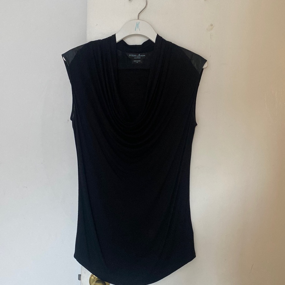 Guess by Marciano Black Draped Neck Sleeveless Top